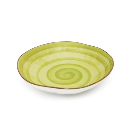 Cerabon Essentials Porcelain Deep Plate Ø22.8xH4.8cm, Light Green, Brushed Glaze