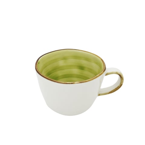 Cerabon Essentials Porcelain Tea Cup L11.3xW8.8xH6.5cm, Light Green, Brushed Glaze