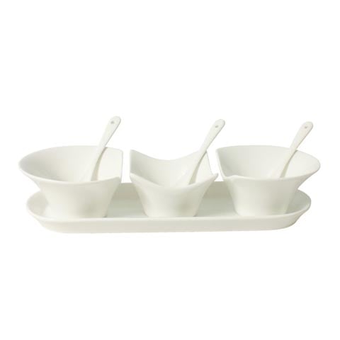 Cerabon Essentials Condiment Set With Tray + 3 Bowl + 3 Spoon, L283xW113xH90mm