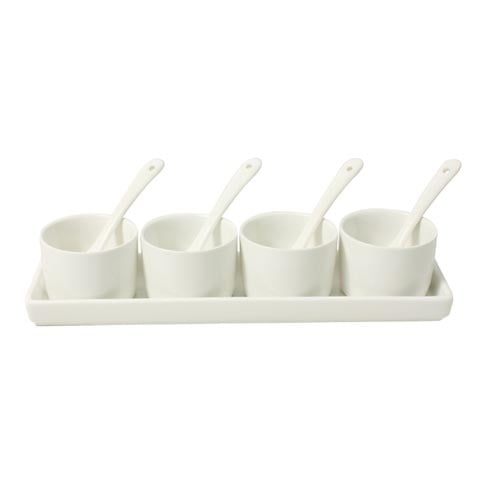 Cerabon Essentials Condiment Set With Tray + 4 Bowl + 4 Spoon, L250xW69xH80mm