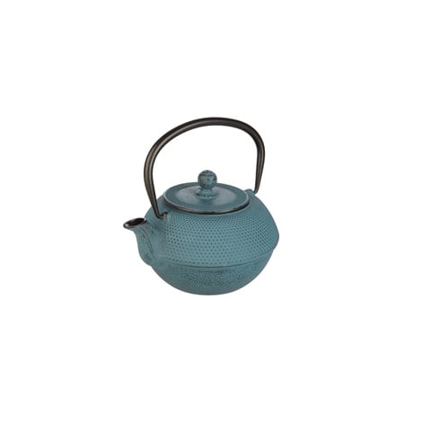 CAST IRON TEAPOT w/FILTER, ORIENTAL