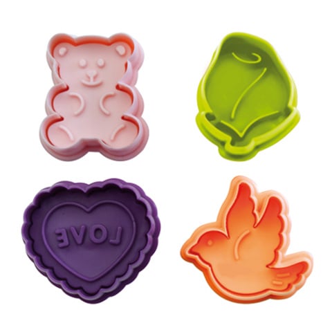 Ibili Plastic Cookie Cutters W/Ejector, St.Valentine, 4Pc/Set