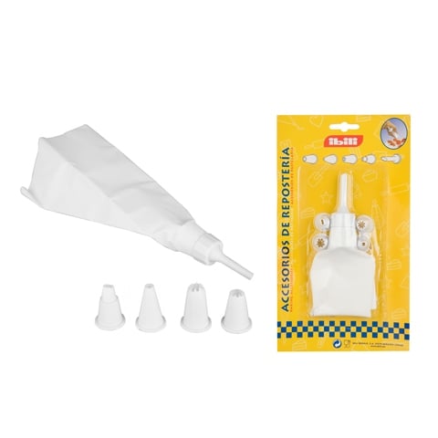 Ibili Pastry Tube Set W/5 Plastic Nozzles & 1 Icing Bag