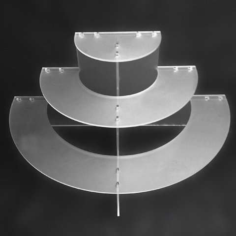 Bfooding Acrylic Semi-Circle Tri-Tier Buffet Display, Ø60,40,20cmxH30cm, Frosted