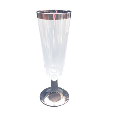 Bfooding Disposable Champagne Glass W/Silver Rim Ø5.5xH16.2cm,150ml, 10Pcs/Ptk