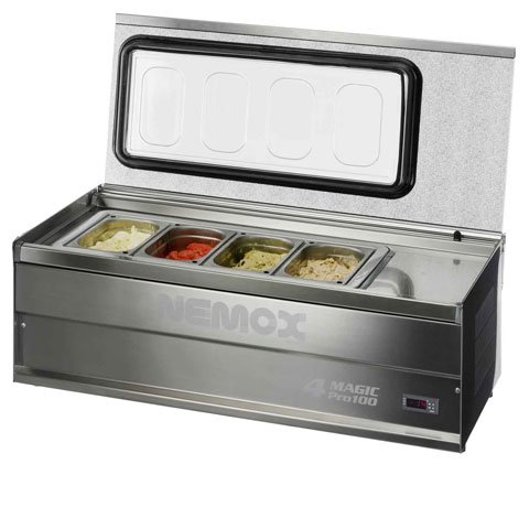 Nemox Table Top Gelato Ice Cream Storage & Display Case 10L, L980xW505xH360mm, 220-240V/50-60Hz/200W/1Ph, 4 Magic Pro 100