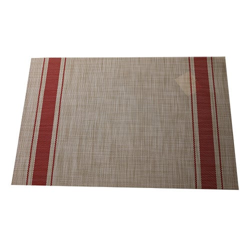 Rectangle Placemat Linen With Red Lines