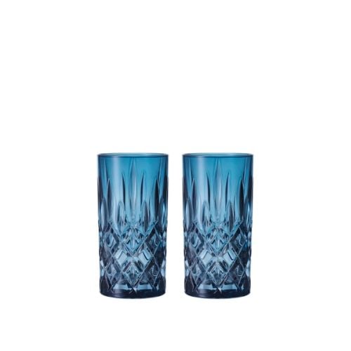 Nachtmann Noblesse Set Of 2 Lead Free Crystal Longdrink 395ml, Vintage Blue
