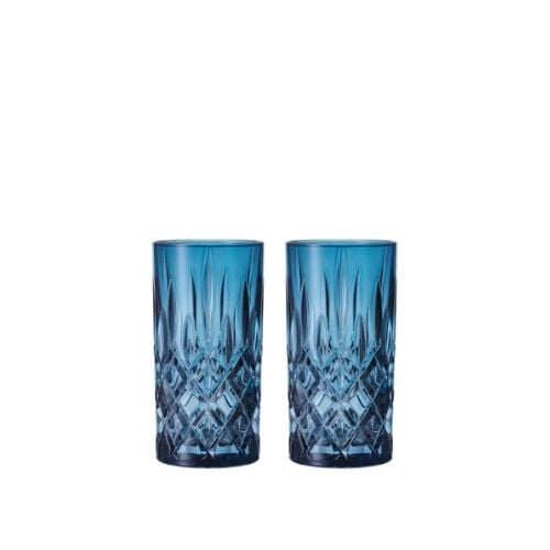 Nachtmann Noblesse Set Of 2 Lead Free Crystal Longdrink Vintage Blue