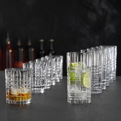 Nachtmann Highland Drinkware Set of 12 Lead Free Crystal, 6x Tumbler 345Ml, 6xLongdrink  445Ml