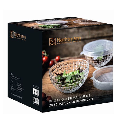 Nachtmann Bossa Nova Set Of 4 Lead Free Crystal Bowls And Silicone Lids