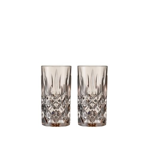 Nachtmann Noblesse Set Of 2 Lead Free Crystal Longdrink 395m, Taupe