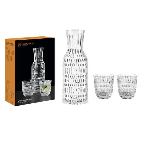 Nachtmann Ethno Lead Free Crystal 3 Pc Set Of 1x Carafe Ø9.4xH27cm, 1113ml, 2x Tumbler Ø8.3xH9cm, 235ml