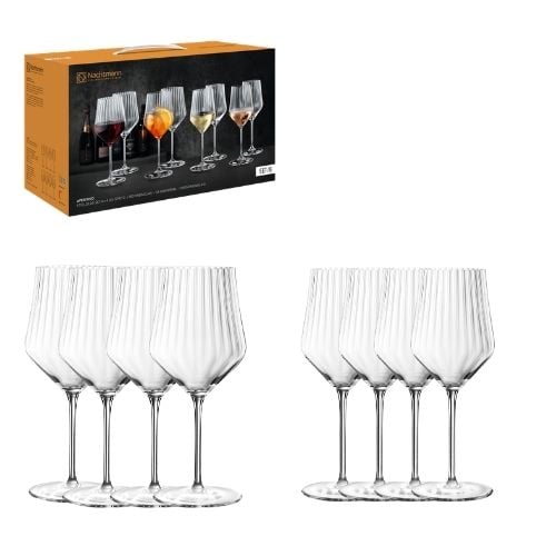 Nachtmann Aperitivo Lead Free Crystal 8 Pc Set Of 4x Spritz/Red Wine Glass Ø9.9xH24cm, 640ml, 4x Universal/White Wine Glass Ø8.9xH23.5cm, 490ml