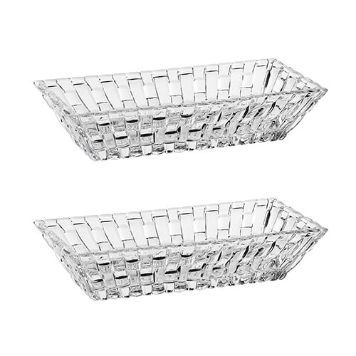 Nachtmann Bossa Nova Set of 2 Lead Free Crystal Rectangular Bowl