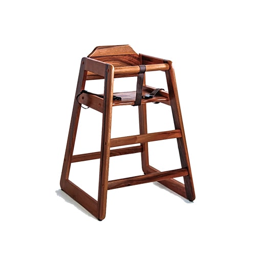 Wooden Baby High Chair With Restraint, Unassembled, Walnut