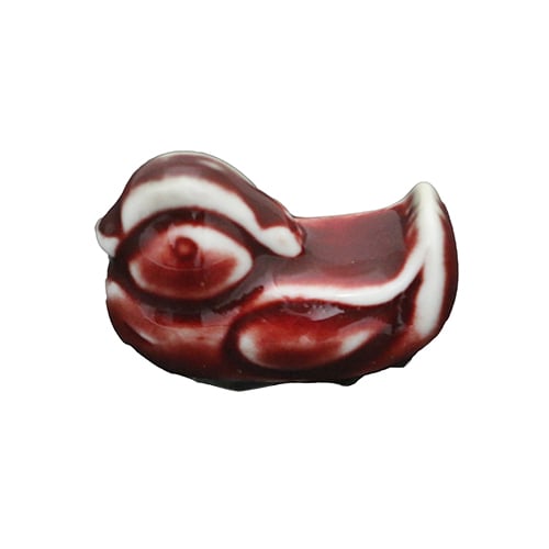 Ceramic Chopstick Holder 4.5x3.5cm, Mandarin Duck, Red