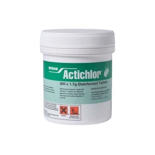 Ecolab Actichlor Hard Surface Disinfectant 1.7G Tablets, 200Pcs/Btl, 6Btls/Ctn