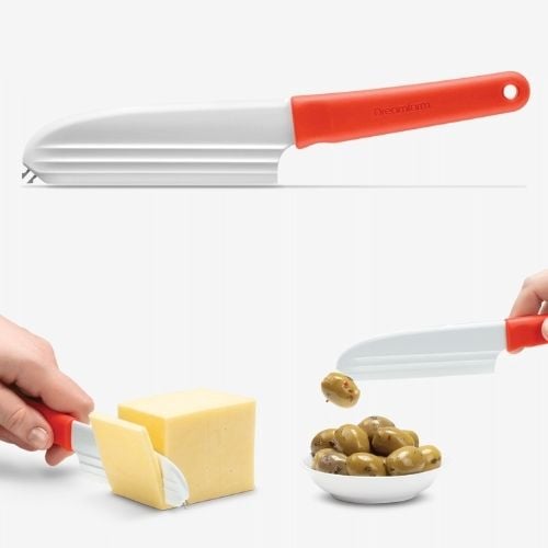 Dreamfarm Nylon Knibble Lite Cheese Knife 3-In-1 Slices, Spreads & Forks L23xW4.1cm,Red