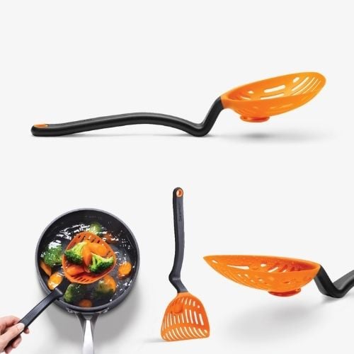Dreamfarm Nylon Lestrain Scoop Strainer Dripless Sit Up Strainer L28.8xW9.9cm,Orange