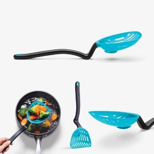 Dreamfarm Nylon Lestrain Scoop Strainer Dripless Sit Up Strainer L28.8xW9.9cm,Blue