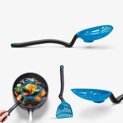 Dreamfarm Nylon Lestrain Scoop Strainer Dripless Sit Up Strainer L28.8xW9.9cm,Classic Blue