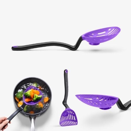 Dreamfarm Nylon Lestrain Scoop Strainer Dripless Sit Up Strainer L28.8xW9.9cm,Purple