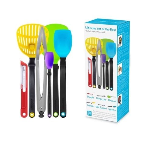 Dreamfarm Ultimate Set Of The Best Nylon/Silicone 6Pcs Kitchen Tools Set, Sharplex1, Supoonx1, Mini Supoonx1, Clongs Litex1, Lestrainx1, Chopulax1, Mix Colours