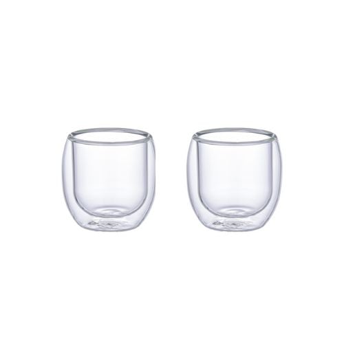 Aramoro Borosilicate Glass Double Wall Cup, 50ml, 2Pcs/Set