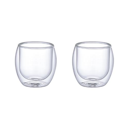 Aramoro Borosilicate Glass Double Wall Cup, 85ml, 2Pcs/Set