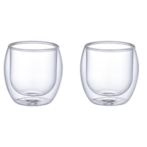 Aramoro Borosilicate Glass Double Wall Cup, 200ml, 2Pcs/Set