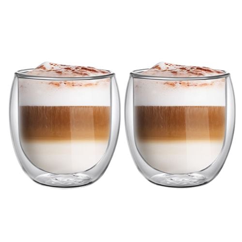 Aramoro Borosilicate Glass Double Wall Cup, 300ml, 2Pcs/Set