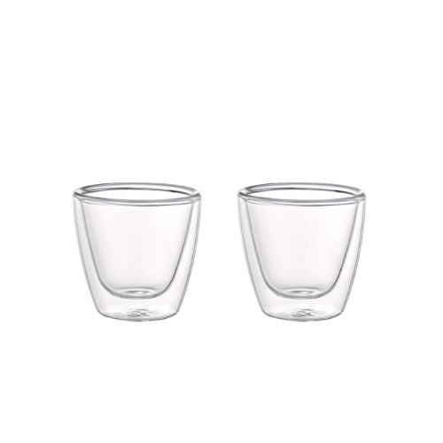 Aramoro Borosilicate Glass Double Wall Cup, 50ml, 2Pcs/Set