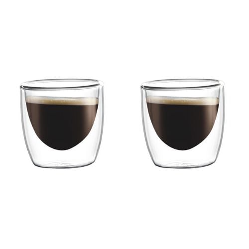 Aramoro Borosilicate Glass Double Wall Cup, 100ml, 2Pcs/Set