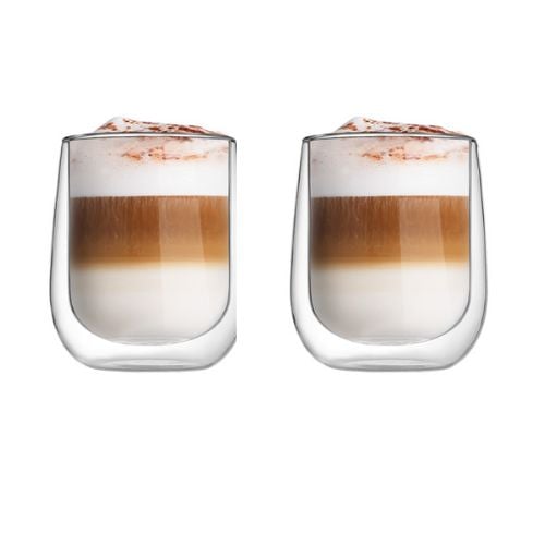 Aramoro Borosilicate Glass Double Wall Cup, 300ml, 2Pcs/Set