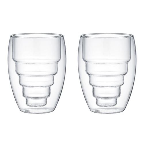 Aramoro Borosilicate Glass Double Wall Cup, 250ml, 2Pcs/Set