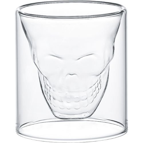Aramoro Borosilicate Double Wall Glass, 200ml, 2Pcs/Set, Skull Design