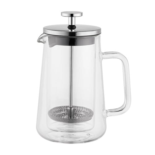 Aramoro Borosilicate Double Wall Glass Coffee & Tea Plunger With Glass Handle, 350ml