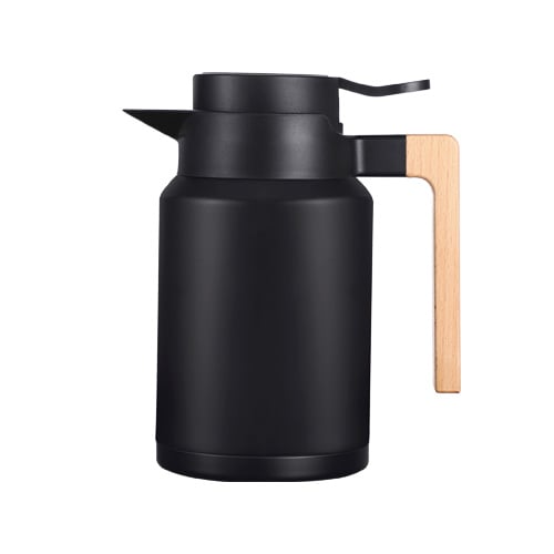 Aramoro Double Wall Vacuum Jug With Wooden Handle, 1.5L, Black