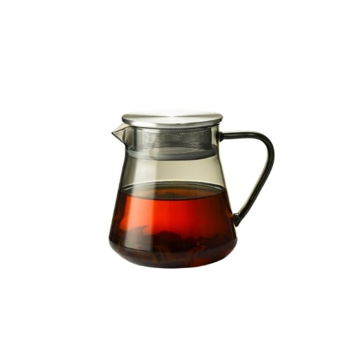 Aramoro Borosilicate Heat Resistant Single Wall Glass Tea Pot With Silicone Ring And Stainless Steel 304 Filter 520ml, Grey