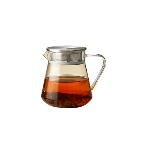 Aramoro Borosilicate Heat Resistant Single Wall Glass Tea Pot With Silicone Ring And Stainless Steel 304 Filter 520ml, Clear