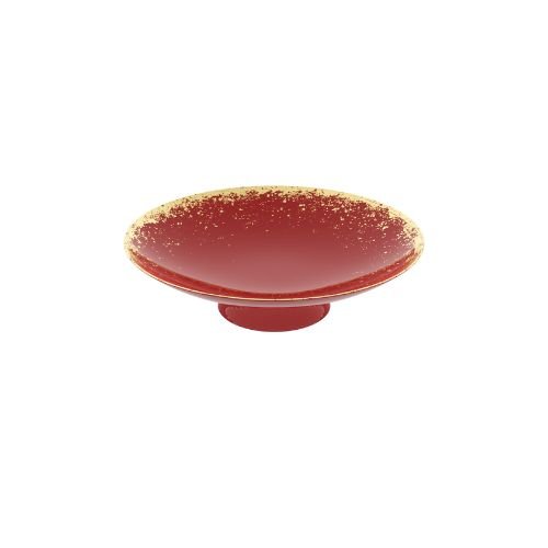 Melamine Round Sashimi/Yusheng Platter With Detachable Stand Ø55xH15.3cm, Red With Gold Border