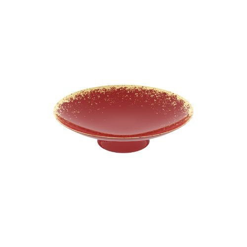 Melamine Round Sashimi/Yusheng Platter With Detachable Stand Ø50xH14.6cm, Red With Gold Border