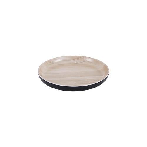 Zicco Melamine Round Plate Ø16xH2cm, Black Wood Grain