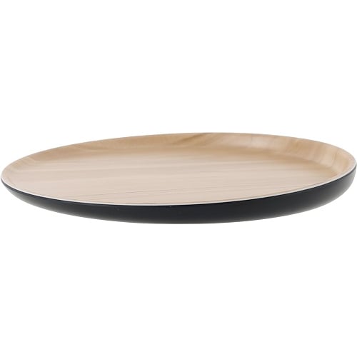 Zicco Melamine Round Plate Ø22.7xH2.6cm, Black Wood Grain