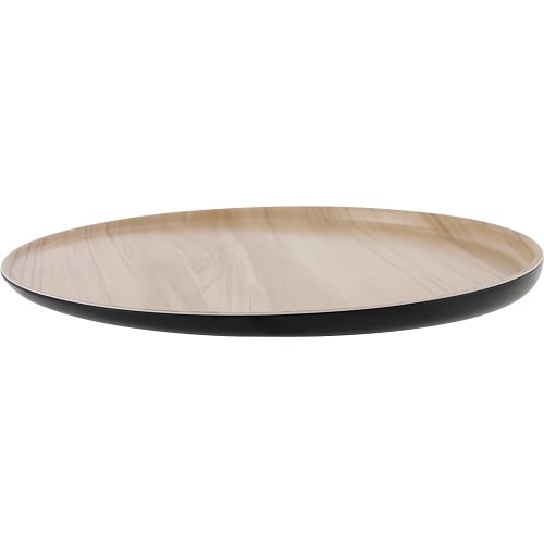 Zicco Melamine Round Plate Ø30xH2.6cm, Black Wood Grain