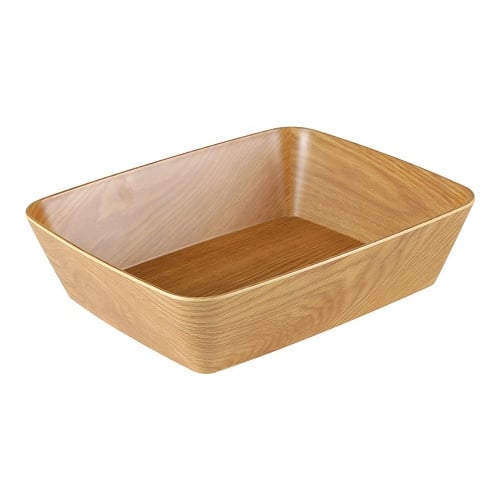 Zicco Melamine Rectangle Dish L32.5xW26.5xH8cm, Light Wood