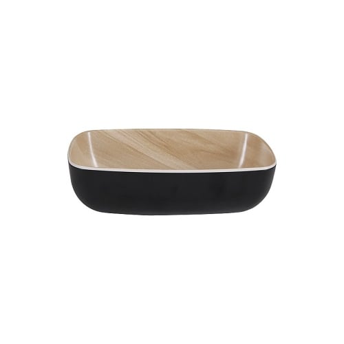 Zicco Melamine Square Dish L16.5xW16.5xH5.3cm, Black Wood Grain