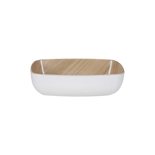 Zicco Melamine Rectangle Dish L17.6xW10.8xH5.5cm, White Wood Grain