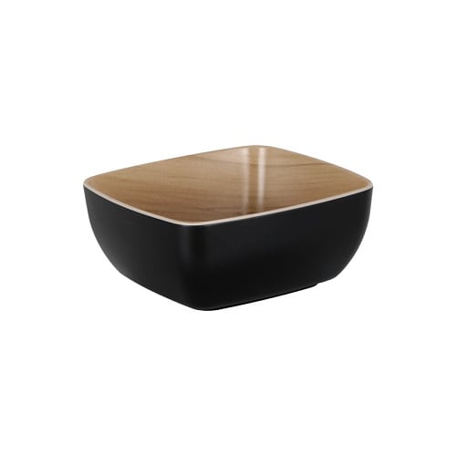 Zicco Melamine 7" Rectangle Dish L17.6xW16.2xH7.5cm, Black Wood Grain